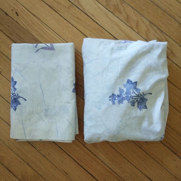 VTG Westpoint Stevens Twin Fitted Flat Sheet Set Blue Floral  Cotton Blend - Picture 1 of 11